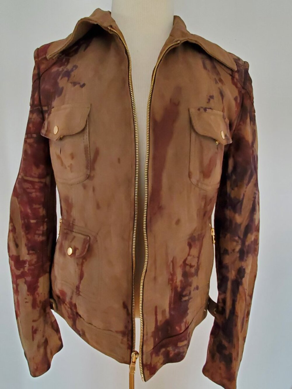 Tahari suede leather jacket brown beige black tan gray cowgirl‎ rodeo equestrian